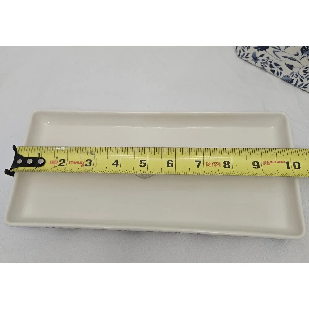 Southern Living Caroline Blue/White Floral Chinoiserie Lot/2 Vanity Tray/Holder